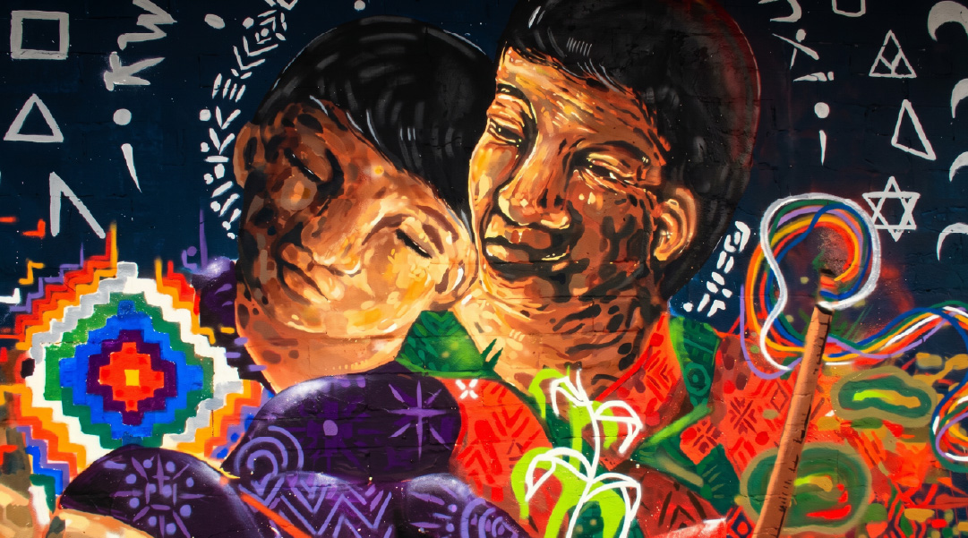 Mural de pueblos Nasa o Arhuaco